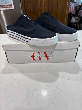 Gloria Vanderbilt Navy Canvas Slip-On Mule Sneakers